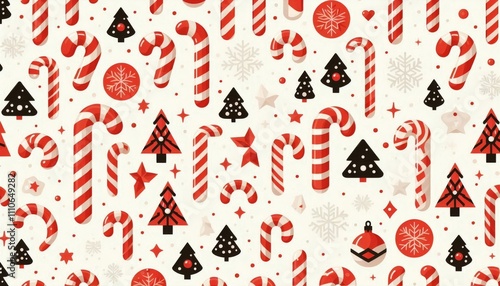 A Festive Christmas Pattern featuring delightful Candy Canes and various Holiday Decor