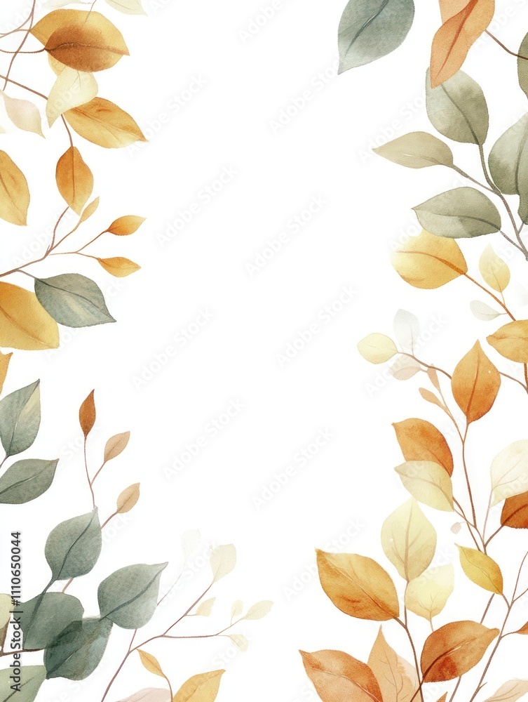 Autumn inspired circular watercolor frame with soft pastel leaves for creative design projects Autumn inspired circular watercolor frame with soft pastel leaves for creative design projects