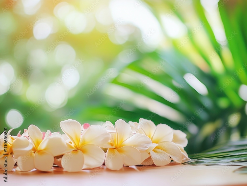 Minimalist design featuring traditional Hawaiian lei with tropical flowers Minimalist design featuring traditional Hawaiian lei with tropical flowers