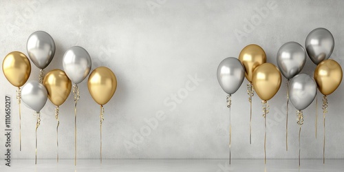 Elegant minimalist birthday theme with metallic balloons design for celebrations photo