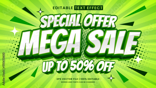 Mega sale promo editable text effect comic retro and vintage style
