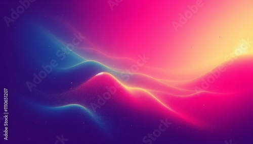 Vibrant Waves Enhanced with Sparkling Particles in Beautiful Gradient Colors. Abstract background.