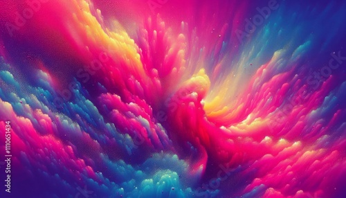 Vibrant Waves Enhanced with Sparkling Particles in Beautiful Gradient Colors. Abstract background.