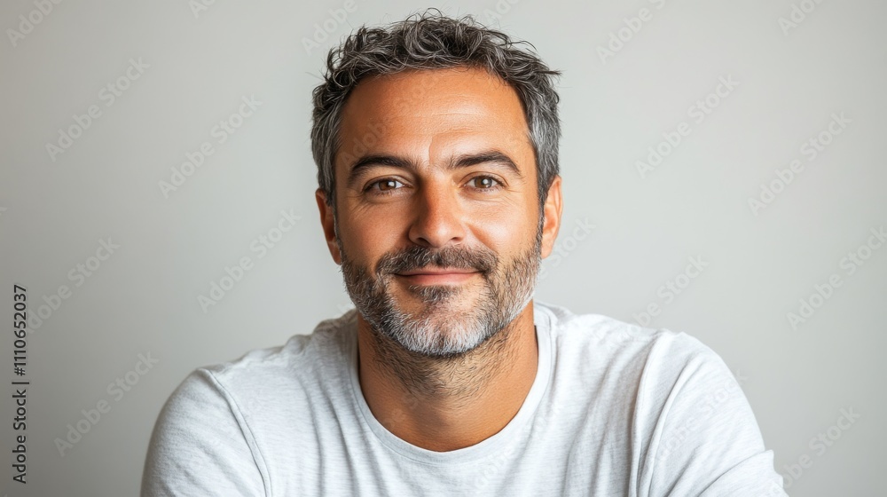 Portrait of a Smiling Middle Aged Man with Graying Hair Portrait of a Smiling Middle Aged Man with Graying Hair