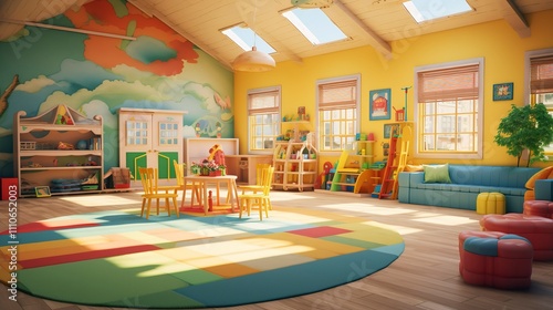 A photo of a daycare facility with an indoor space