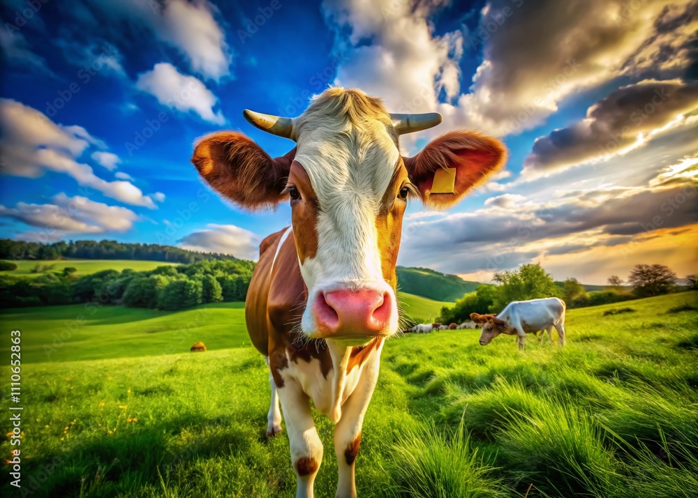 Captivating Portraits of Cows in Pastoral Settings, Showcasing Their Unique Expressions and Natural Beauty in Lush Green Landscapes, Perfect for Farm and Nature Photography Enthusiasts Captivating Portraits of Cows in Pastoral Settings, Showcasing Their Unique Expressions and Natural Beauty in Lush Green Landscapes, Perfect for Farm and Nature Photography Enthusiasts