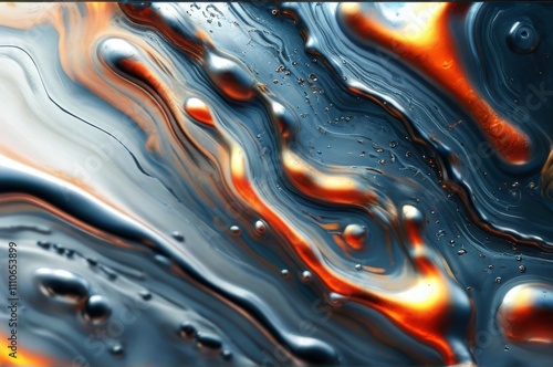 Abstract Gold Liquid Waves with Bubbles