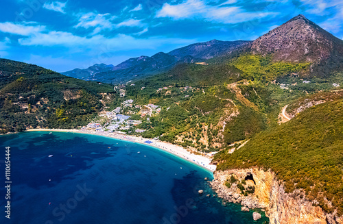 Fototapeta Naklejka Na Ścianę i Meble -  Panoramic view of the beach in Lichnos near Parga, Greece