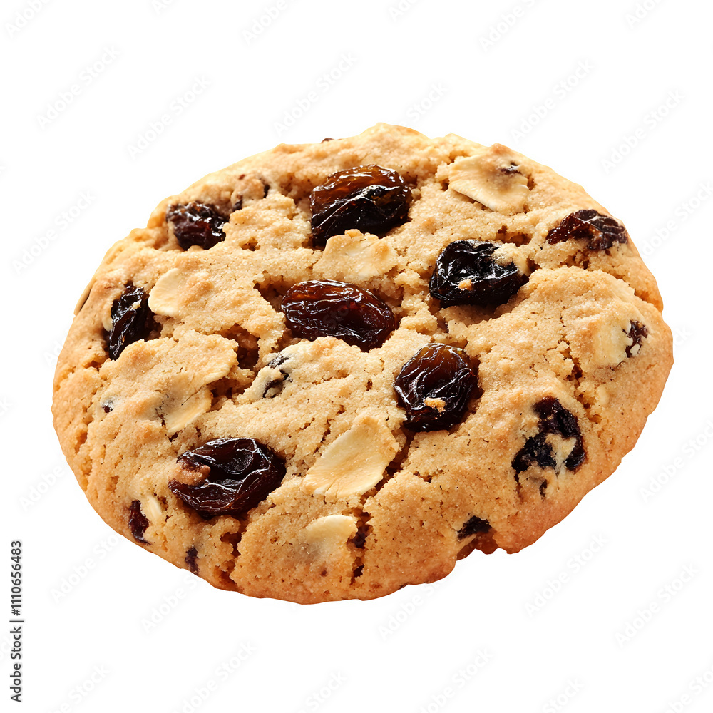 Yummy oatmeal raisin cookie with transparent background, ideal for food and bakery designs Yummy oatmeal raisin cookie with transparent background, ideal for food and bakery designs