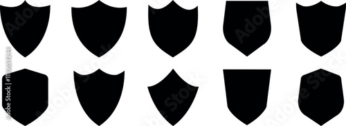 Shield icon set. set different shields icons, protect signs. shield vector silhouette icons. Protection shields safety icon set vector illustration.