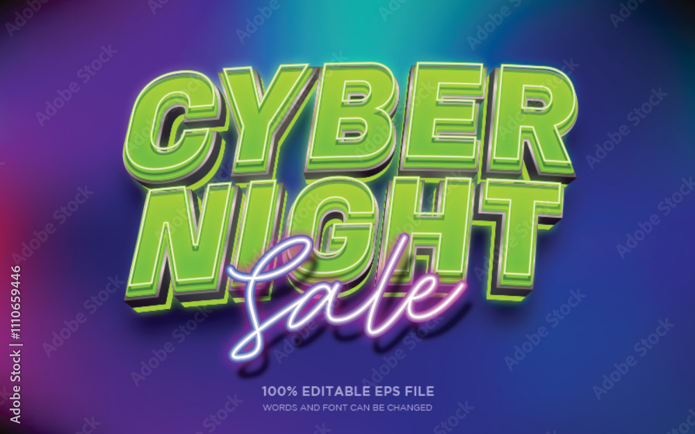 Cyber Night Sale editable text style effect
Cyber Night Sale editable text style effect