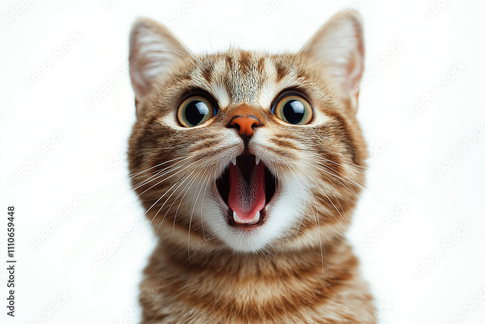 Close-up of a cat on a white background