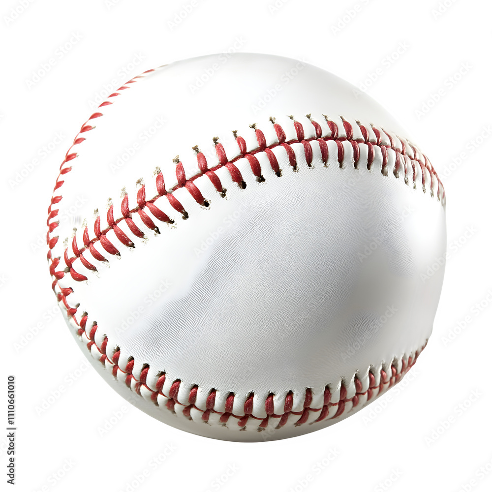 Classic white baseball with bold red stitching, on a transparent background, perfect for game time Classic white baseball with bold red stitching, on a transparent background, perfect for game time