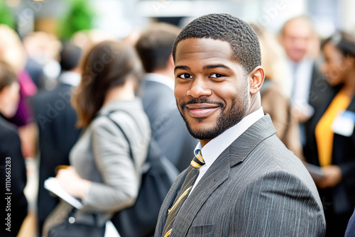 Networking Event Participant Conference Hall Professional Portrait Business Environment Close-Up View Career Development