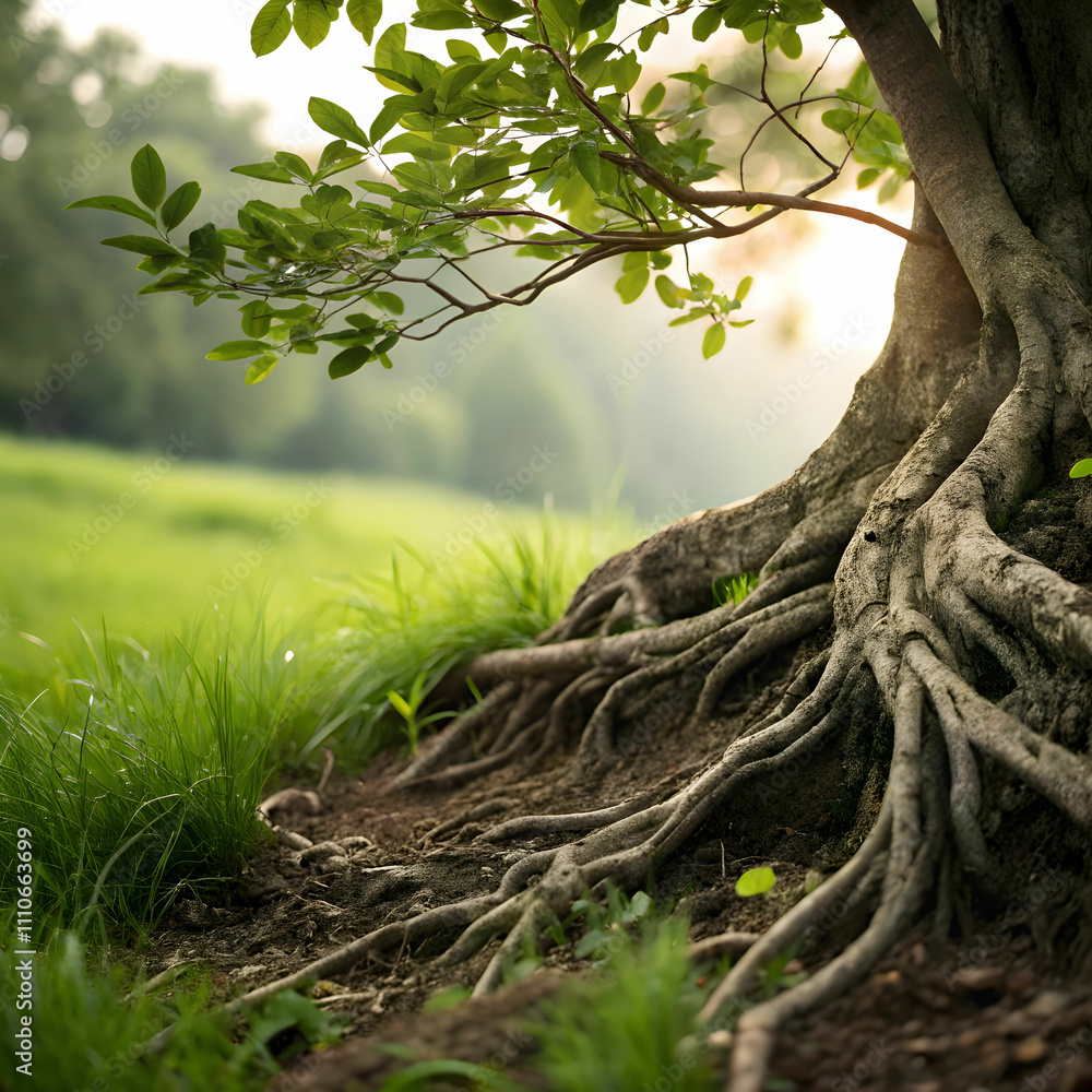 Obraz premium A stunning green landscape showcasing lush vegetation, vibrant plants,