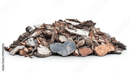 Wallpaper Mural Side view of a pile of rubble from a wrecked building, starkly isolated on a clean white background. Torontodigital.ca