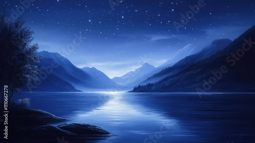 Soft starlight scattered across a deep navy-blue sky, evoking wonder and calm on a tranquil night.