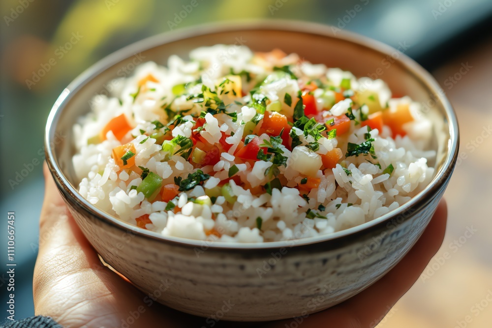 A Hand Holding a Bowl of Rice A Hand Holding a Bowl of Rice