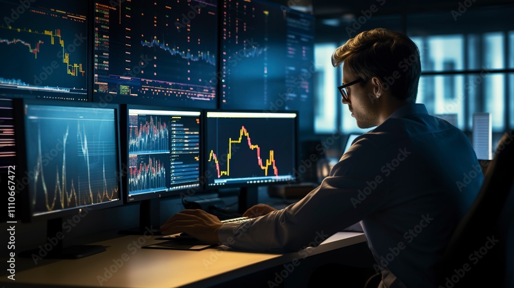 A photo of a financial analyst analyzing data A photo of a financial analyst analyzing data