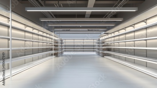 Empty Supermarket Aisles: A Minimalist Retail Interior