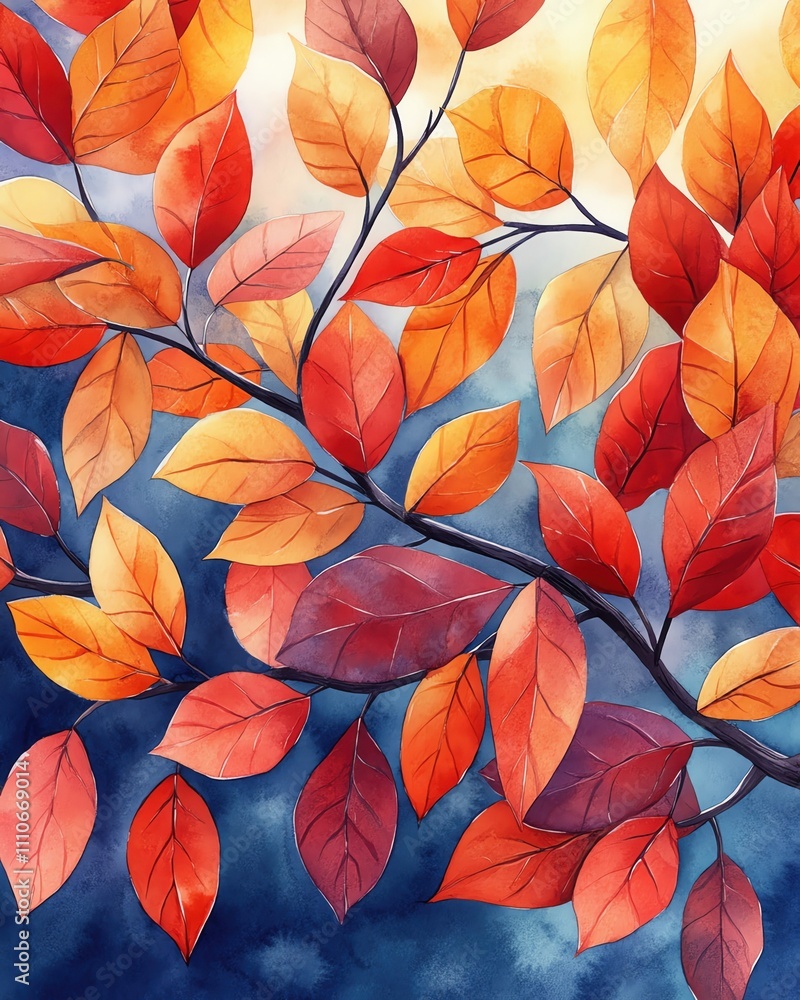 Colorful autumn leaves on a branch. Colorful autumn leaves on a branch.