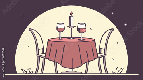 Romantic dinner table under moonlit sky