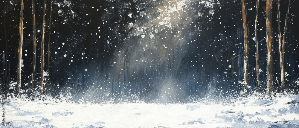 Gentle snowfall in a dark winter wonderland a serene nature photography view Gentle snowfall in a dark winter wonderland a serene nature photography view