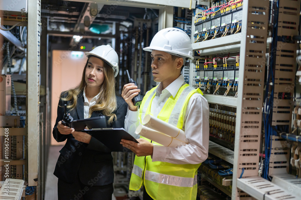 Asian male and female engineers are pioneers in the energy industry, revolutionizing power plant technology to make a global impact on the world's energy landscape. Asian male and female engineers are pioneers in the energy industry, revolutionizing power plant technology to make a global impact on the world's energy landscape.