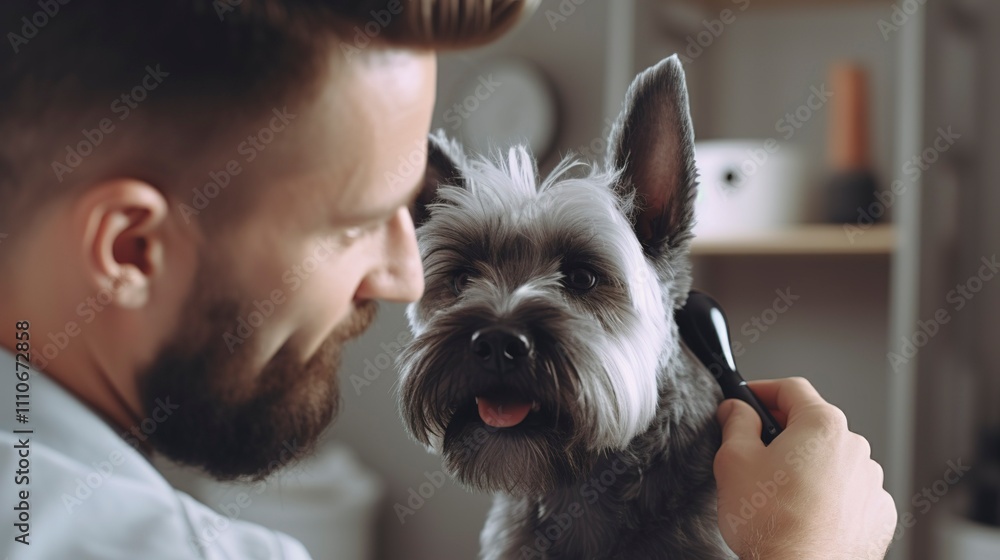 A photo of a grooming expert checking a dogs ear heal A photo of a grooming expert checking a dogs ear heal