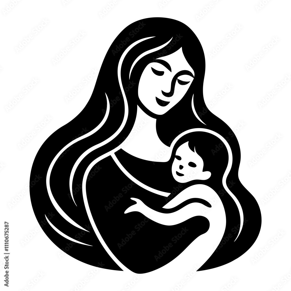 mom and son love heart vector silhouette illustration mom and son love heart vector silhouette illustration