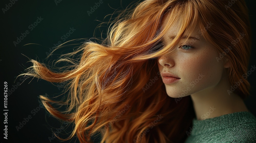 Graceful movement of wavy long hair in the wind Graceful movement of wavy long hair in the wind