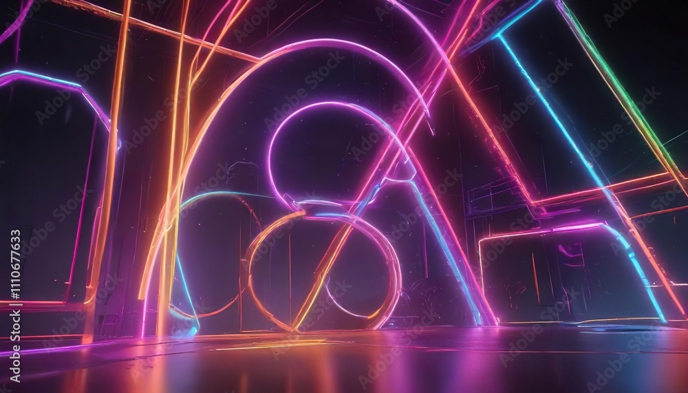 Abstract digital neon shapes in rainbow colors, background, psychedelic, digital Abstract digital neon shapes in rainbow colors, background, psychedelic, digital