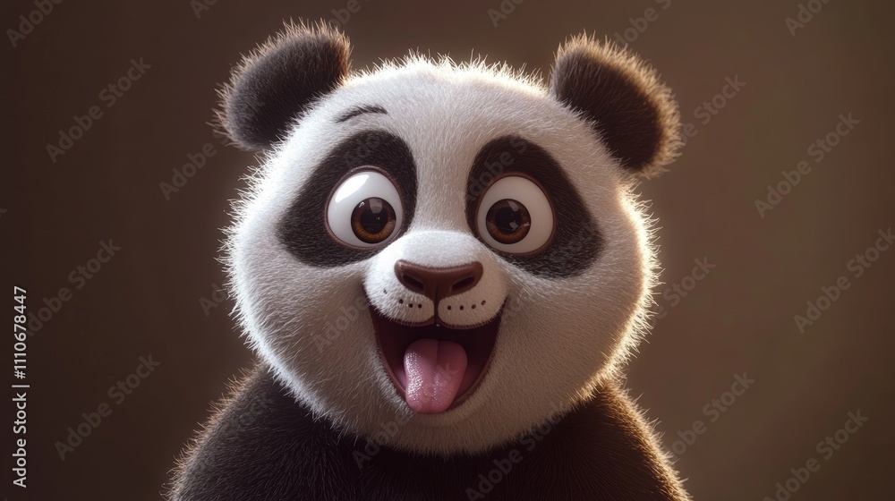 A cute, animated panda with a joyful expression, showcasing its playful nature. A cute, animated panda with a joyful expression, showcasing its playful nature.
