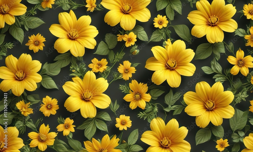 Bright and cheerful yellow flower pattern for stationery, card, stationary Bright and cheerful yellow flower pattern for stationery, card, stationary