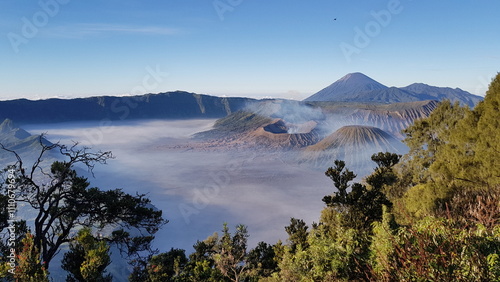 Beautiful Calming Misty Morning Sunrise at Bromo. Indonesia