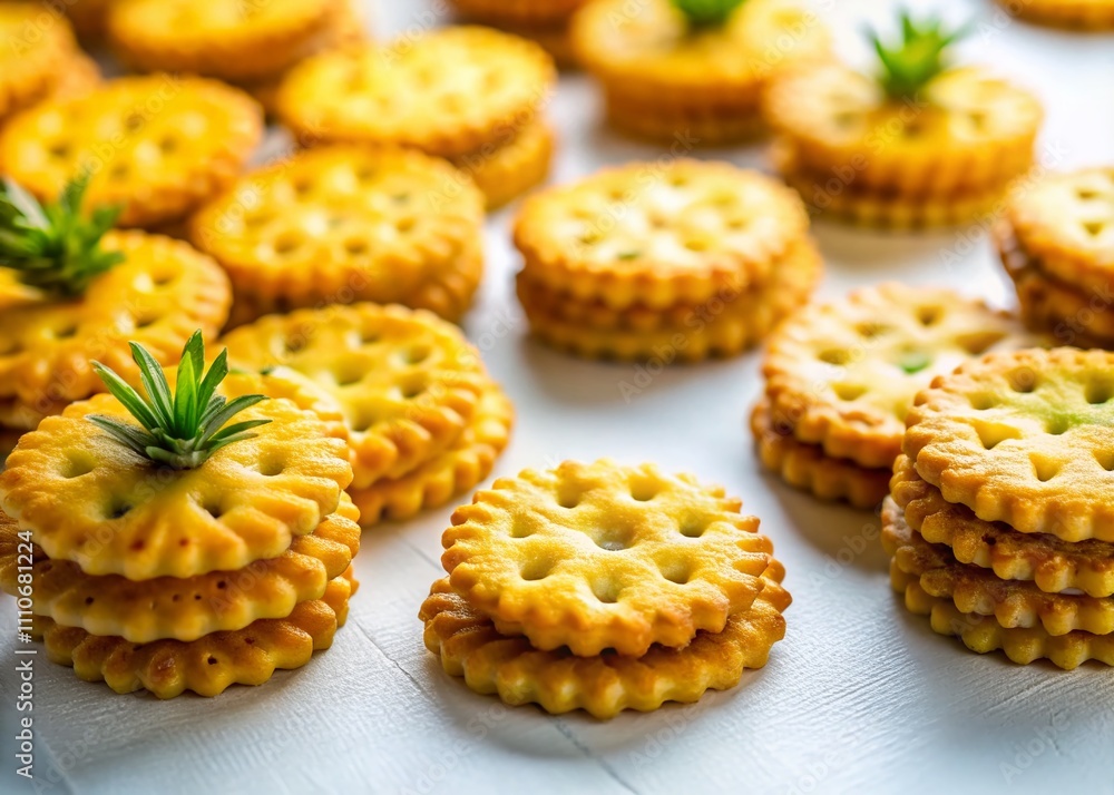 Delicious Thai Pineapple Crackers on White Background, Showcasing Their Golden Color and Crispy Texture, Perfect for Snack Lovers and Culinary Enthusiasts, Ideal for Food Photography Delicious Thai Pineapple Crackers on White Background, Showcasing Their Golden Color and Crispy Texture, Perfect for Snack Lovers and Culinary Enthusiasts, Ideal for Food Photography