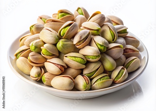 Wallpaper Mural Delightful Pistachios in a Ceramic Plate Isolated on White Background, Perfect for Food Photography, Healthy Snack Ideas, and Culinary Inspirations Torontodigital.ca