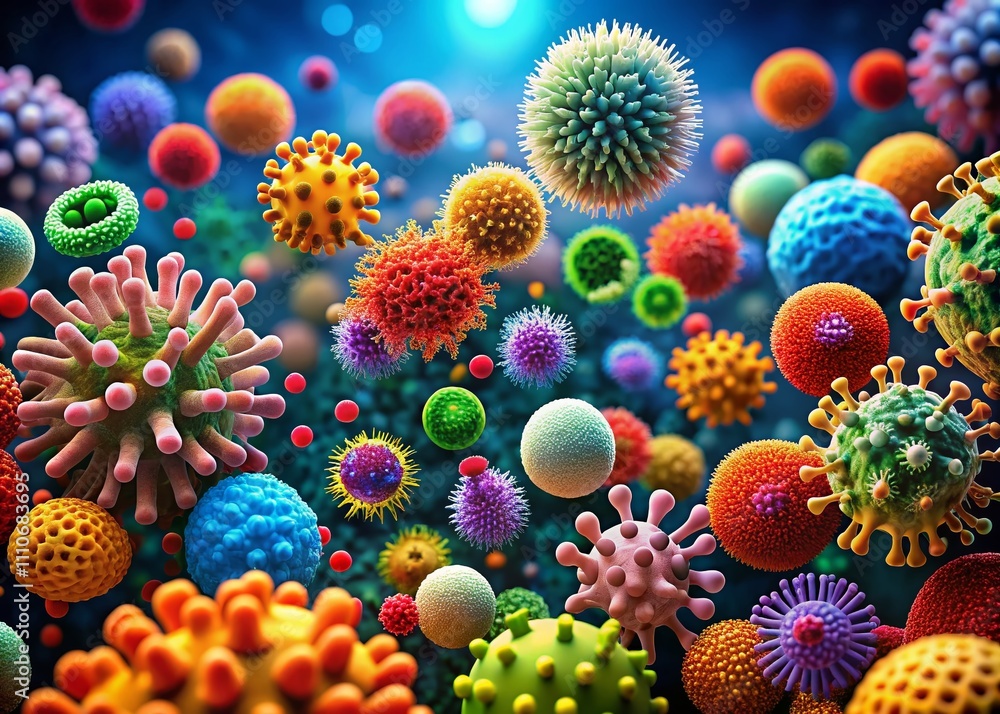 Diverse Collection of Virus and Bacteria Shapes Illustrating Microbial Diversity for Educational and Scientific Use Diverse Collection of Virus and Bacteria Shapes Illustrating Microbial Diversity for Educational and Scientific Use