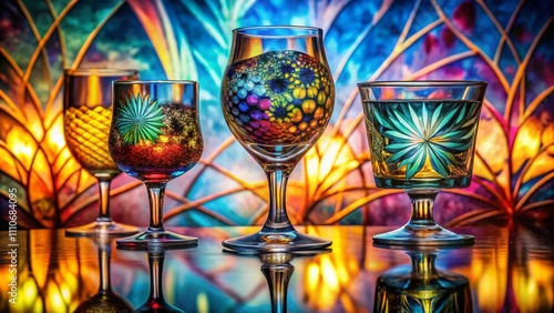 Double Exposure Image of Three Glasses with Stobart Josh & Abstract Elements Blending in a Creative Composition for Unique Visual Storytelling photo