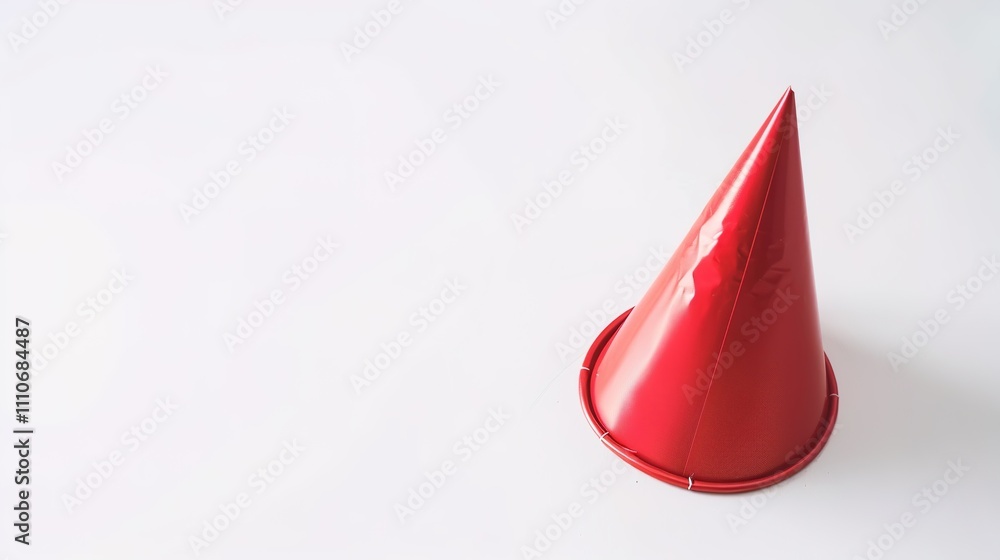 Fototapeta premium Party Hat Isolated on White Background - A Festive and Colorful Decoration Element. The Bright and Cheerful Party Hat Standing Alone on the Pure White Background, with Its Fun Shape and Vibrant Colors