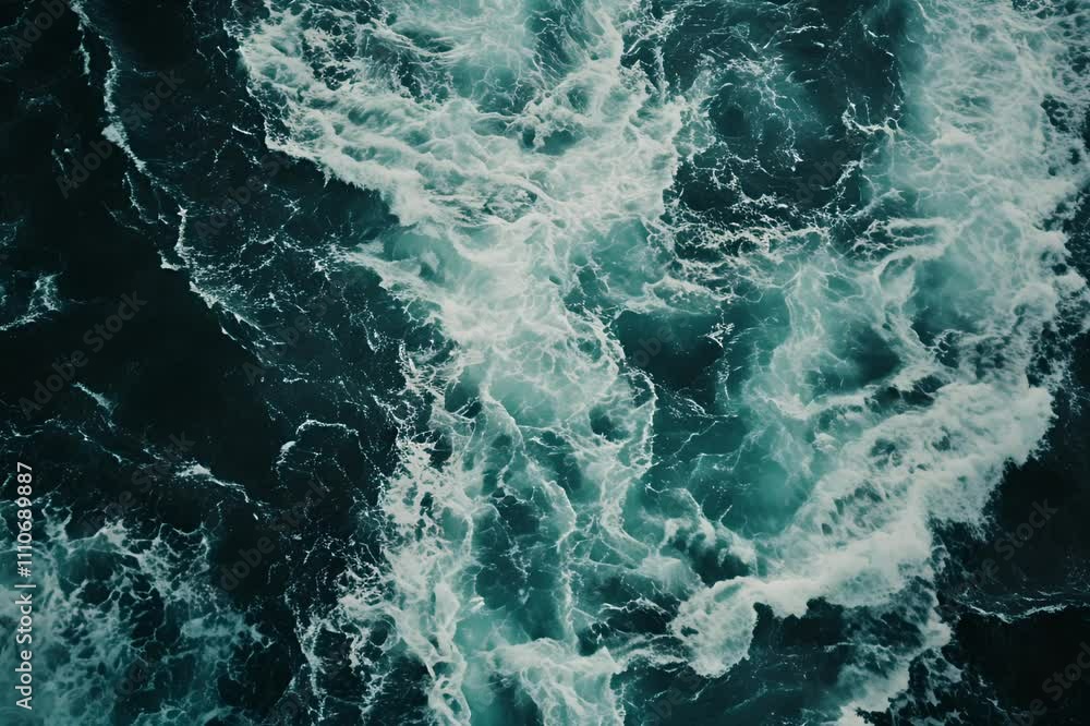 Dynamic Ocean Waves Captured in an Aerial View, Showcasing Movement and Power of the Sea Dynamic Ocean Waves Captured in an Aerial View, Showcasing Movement and Power of the Sea