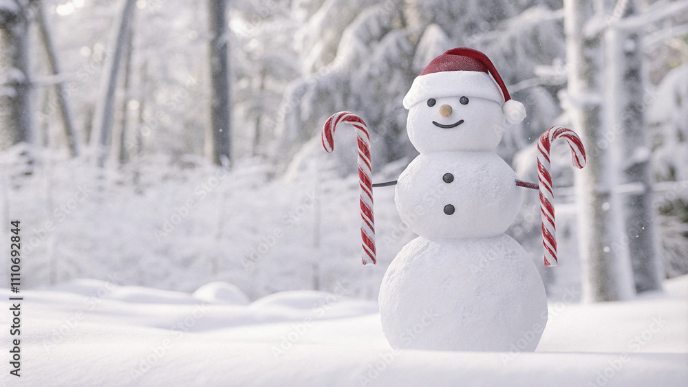 Smiling snowman waring Santa hat Smiling snowman waring Santa hat