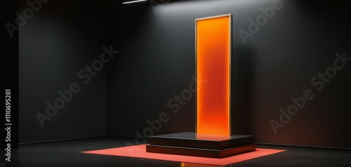 Single Metallic Podium, Vibrant Backdrop