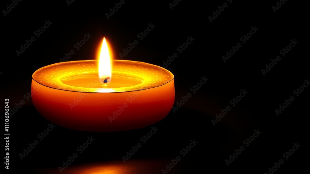 A glowing candle illuminates a dark space, creating a warm and calming ambiance. A glowing candle illuminates a dark space, creating a warm and calming ambiance.