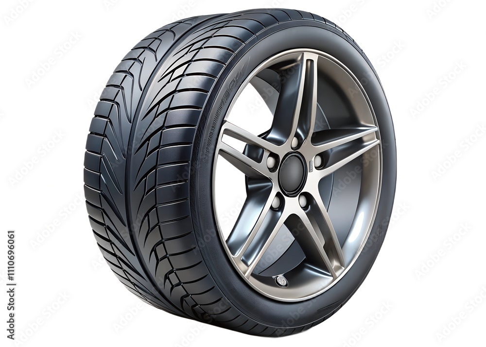 Obraz premium Dynamic Design of a Stylish Alloy Rim on a Sporty Tire