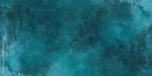 Abstract teal watercolor background with a dark blue stormy sky, seamless texture for design.