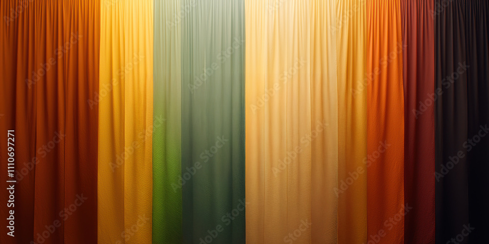 A vibrant display of flowing fabric in various colors, creating a gradient effect that evokes warmth and depth. A vibrant display of flowing fabric in various colors, creating a gradient effect that evokes warmth and depth.