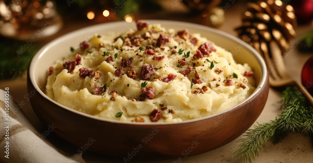 Christmas Mashed Potatoes. AI generated illustration. Christmas Mashed Potatoes. AI generated illustration.