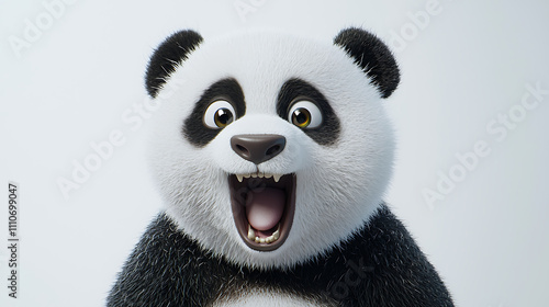 Joyful 3D Rendered Panda Bear Closeup: A Delightful Image of a Happy Panda photo