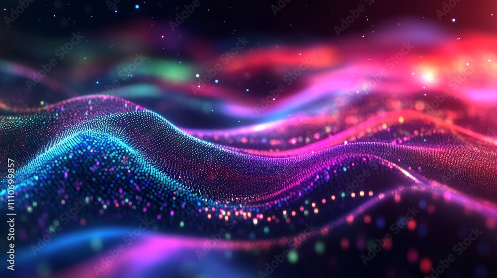 Obraz premium AI-driven data science, vibrant data flow, dynamic chart visuals